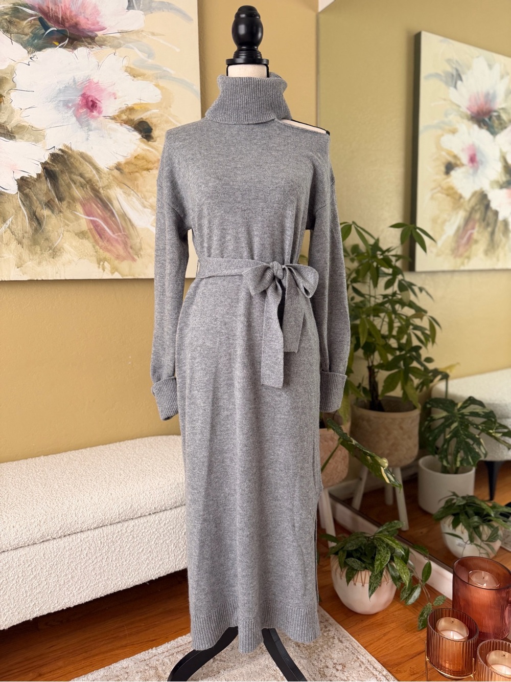 ** EXCELLENT CONDITION ** PAIGE Cashmere Turtleneck Maxi Dress with Belt XS